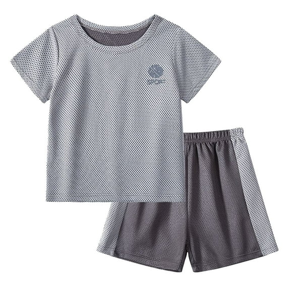 Active Summer Outfits Short Sleeve Sport Shirt and Mesh Kids Soccer Shorts 2pc Soccer for Boys 6-7 Years