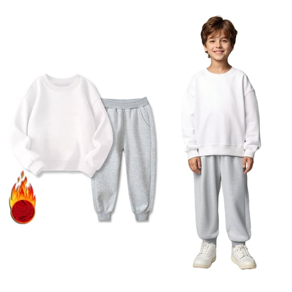 Active Sweatsuit Long Sleeve Solid Crewneck Grey Pullover Loose Sweatshirt Sweatpants 2 Pcs Warm Fall Winter Clothes Girl Clothes Size 12-18 Months Boys Girls Fashion