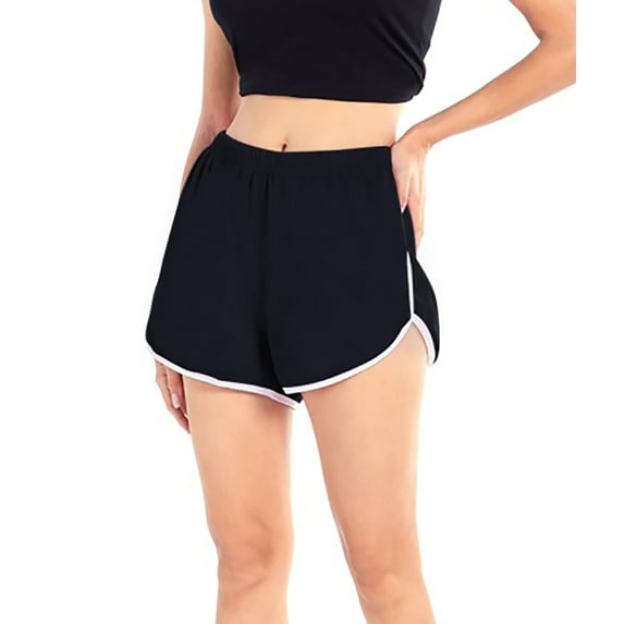 Active Teen Girls Yoga Shorts Dolphin Shorts Drawstring Summer Running Fitness Gym Dance Workout Shorts,High Waisted Girls Sorts Shorts for PE Practice Training Fitness,S-XL Black