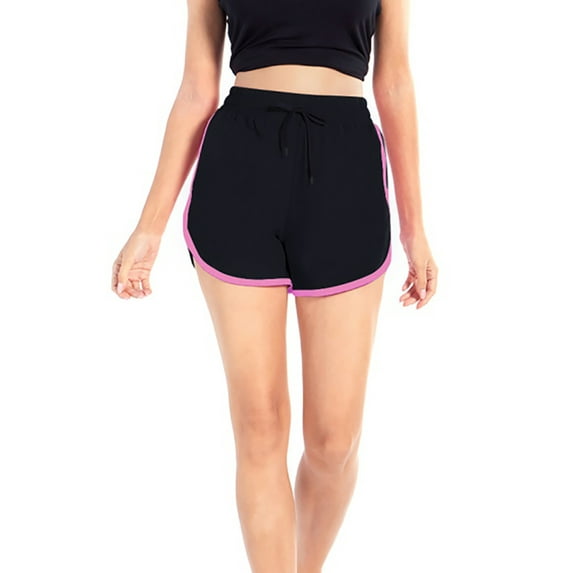 Active Teen Girls Yoga Shorts Dolphin Shorts Drawstring Summer Running Fitness Gym Dance Workout Shorts,High Waisted Girls Sorts Shorts for PE Practice Training Fitness,S-XL Black