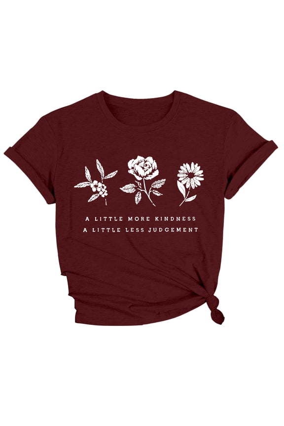 Active Tops Women Casual Loose Fit Alphabet Print T Shirt For Everyday and Wear Womens Short Sleeve Round Neck Top Red S