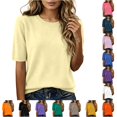 thumbnail image 1 of Active Tops Women Compression Shirt Long Sleeve Loose Fit Short Sleeve Women Ringer Tee Casual Workout Tops Women Summer T Shirts Shirts Women Raglan Shirts for Women Ladies Shirt Yellow S, 1 of 2