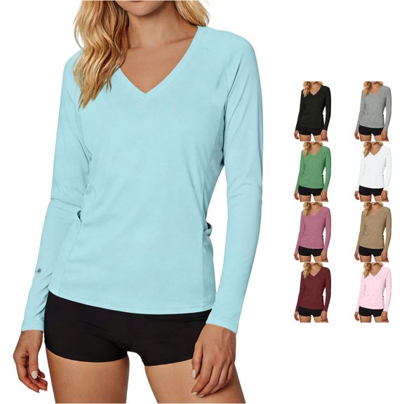 Active Tops Women Outdoor Sun Long Sleeve Shirt for Everyday Comfort Lightweight Shield Top with Wicking UPF Performance Tee for Daily Casual and Wear Blue XL