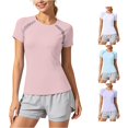 thumbnail image 1 of Active Tops Women Performance Short Sleeve Tee for ActiveLifestyle Breathable Everyday Workout Top Women’s Sportswear Blue L, 1 of 6