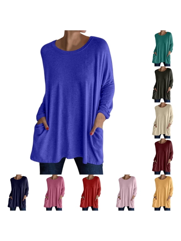 Active Tops Women Shirts for Women Casual Oversized Tee for Women Clothes Hide Miss Long Sleeve Shirts for Women Tennis Shirts Short Sleeve Compression Shirts for Women Long Blue 3XL