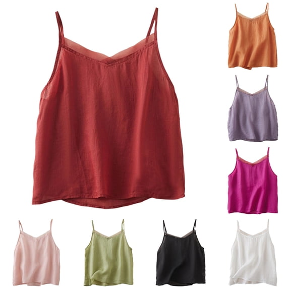 Active Tops Women Summer Casual Sleeveless Tank Top for Women with Lightweight Chiffon Layering and Relaxed Fit for Everyday Wear Red M