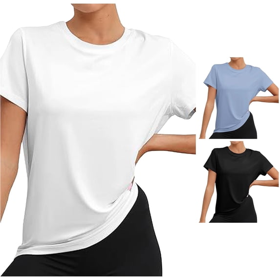 Active Tops Women T-Shirts Workout Tops For Women UPF50+ Breathable Loose Fit Yoga Shirts Short Sleeve Running Gym Athletic Tee Top White M