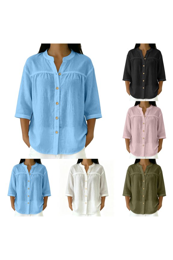 Active Tops Women Timeless Top For Summer – Classic Solid Short Sleeve Shirt With Relaxed Vibe For Everyday Work Blue M