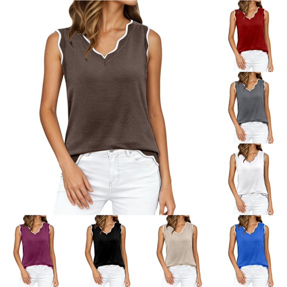 Active Tops Women Versatile Lightweight Knit Tank Top for Daily and Travel Classic Solid Sleeveless Crewneck Ready Easy Layering for Summer Brown XL