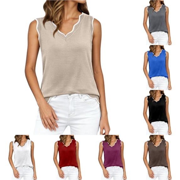 Active Tops Women Versatile Lightweight Knit Tank Top for Daily and Travel Classic Solid Sleeveless Crewneck Ready Easy Layering for Summer Brown XL