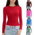 thumbnail image 1 of Active Tops Women Workout Shirts Loose Womens Compression Shirt T Shirts Long Sleeve Spandex Shirt Women Summer Short Sleeve Neck Tops for Women Shirts Compression Women Red XS, 1 of 4