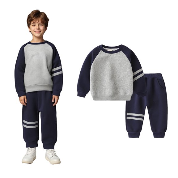 Active Tracksuit Set Long Sleeve Crewneck Printed Tracksuit Pullover Sweatshirt and Sweatpants 2 Pcs Fall Winter Clothes Boys Clothes 6-7 Years Boys Girls Fashion
