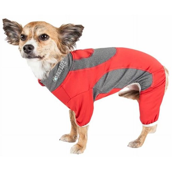Active Warm-Pup Heathered Performance 4-Way Stretch Two-Toned Full Bodied Track Suit - Black & Red, Small