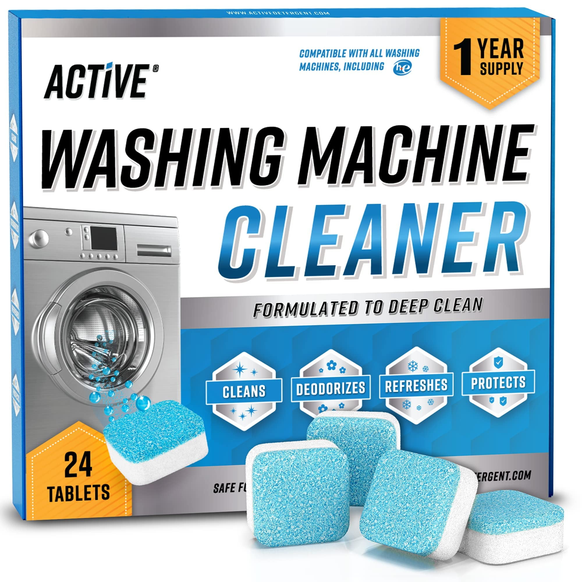 Active Washing Machine Cleaner Descaler 24 Pack Deep Cleaning Tablets