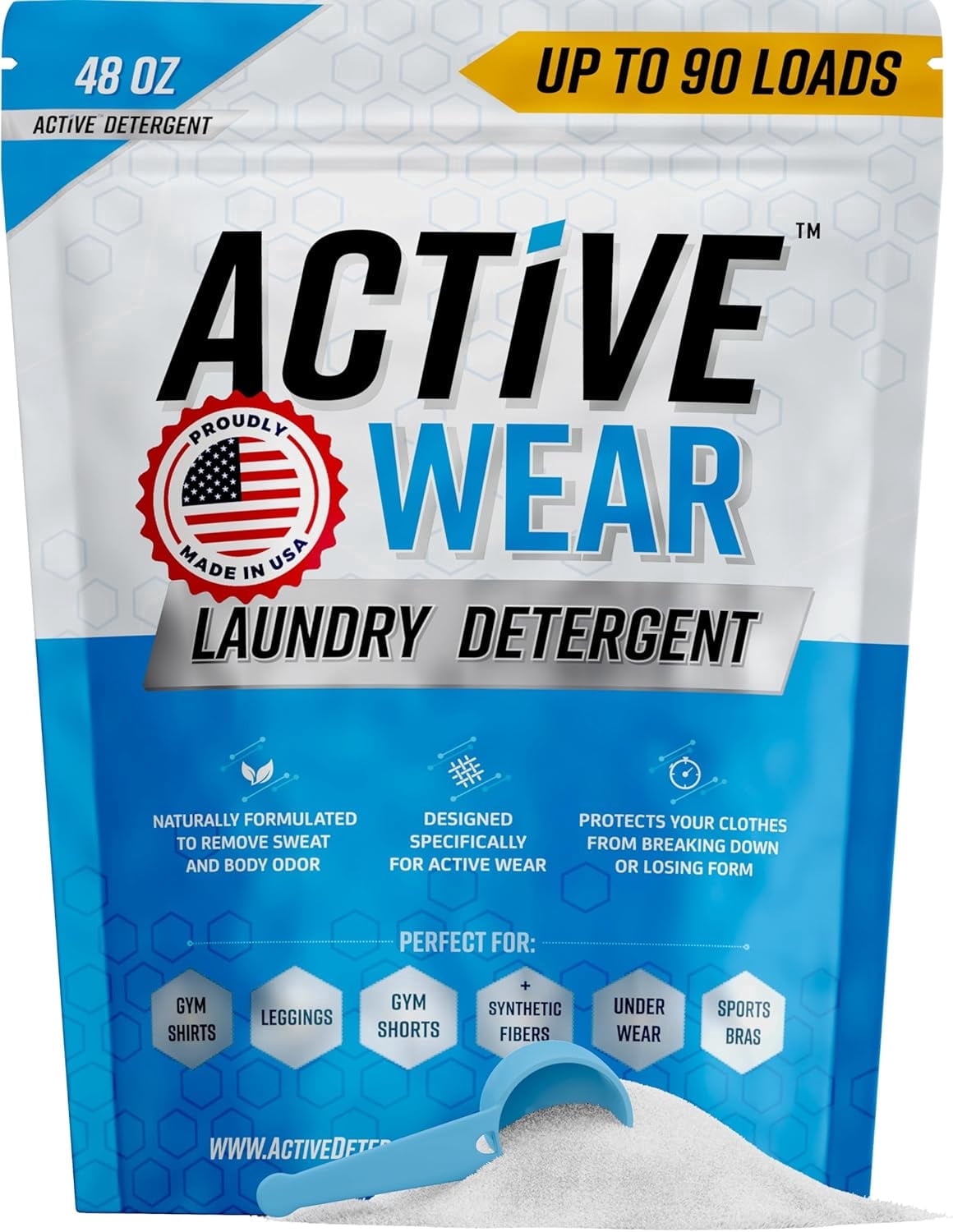 Active Athletic Wear Detergent, Enzymatic Booster and Sweat Deodorizer, 3 lbs