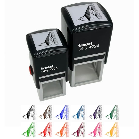 Active White-Breasted Nuthatch Self-Inking Rubber Stamp Ink Stamper - Black Ink - Small 1 Inch