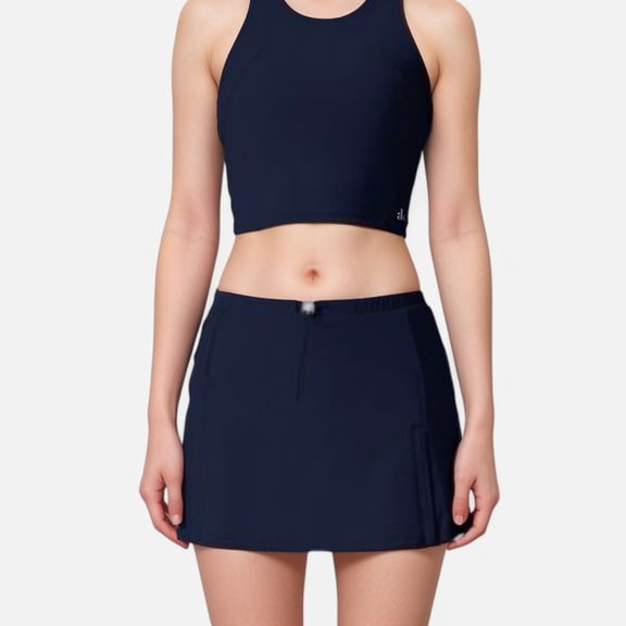 Active Women's Athletic Skort with Side Pocket and Built-In Shorts - Medium, Navy