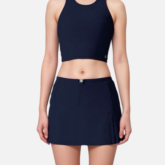 Active Women's Athletic Skort with Side Pocket and Built-In Shorts - Small, Navy
