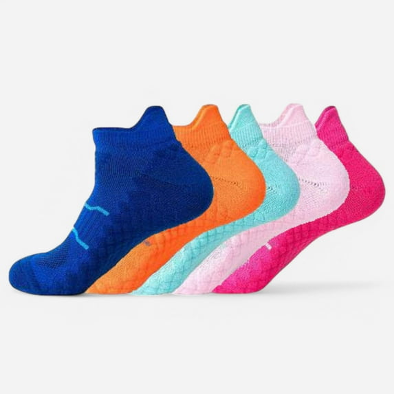 Active Women's Breathable Cushioned Ankle Socks with Arch Support - One Size Fits Most, Multicolored