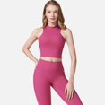 thumbnail image 1 of Active Women's High Neck Cropped Tank Top with Racerback Design - Small, Fuchsia, 1 of 6