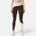 thumbnail image 1 of Active Women's High Waist Color Block Leggings with Contrast Panel Design - Large, Brown, 1 of 6