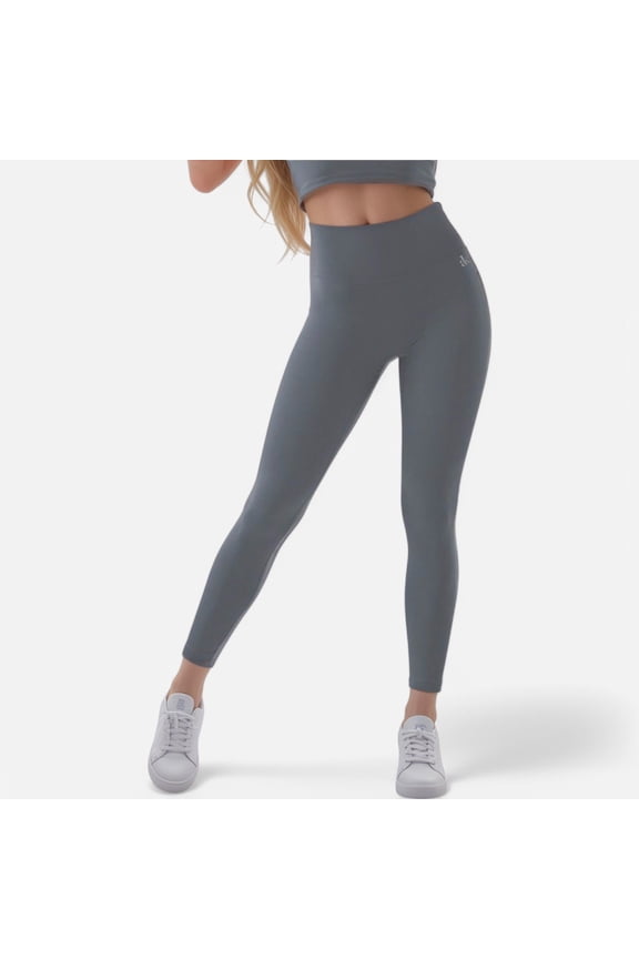Active Women's High Waist Seamless Leggings with Full-Length Ankle Fit - Medium, Gray