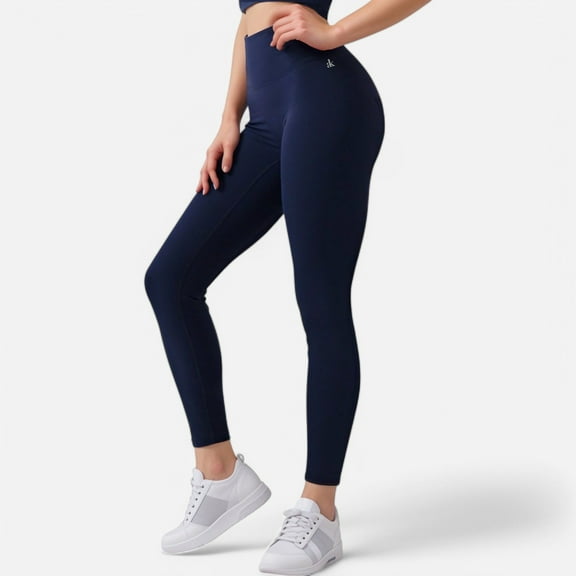 Active Women's High Waist Seamless Leggings with Full-Length Ankle Fit - Medium, Navy