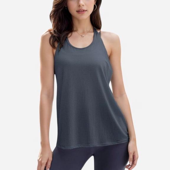 Active Women's Lightweight Racerback Tank Top with Textured Stripe Pattern - Small, Gray