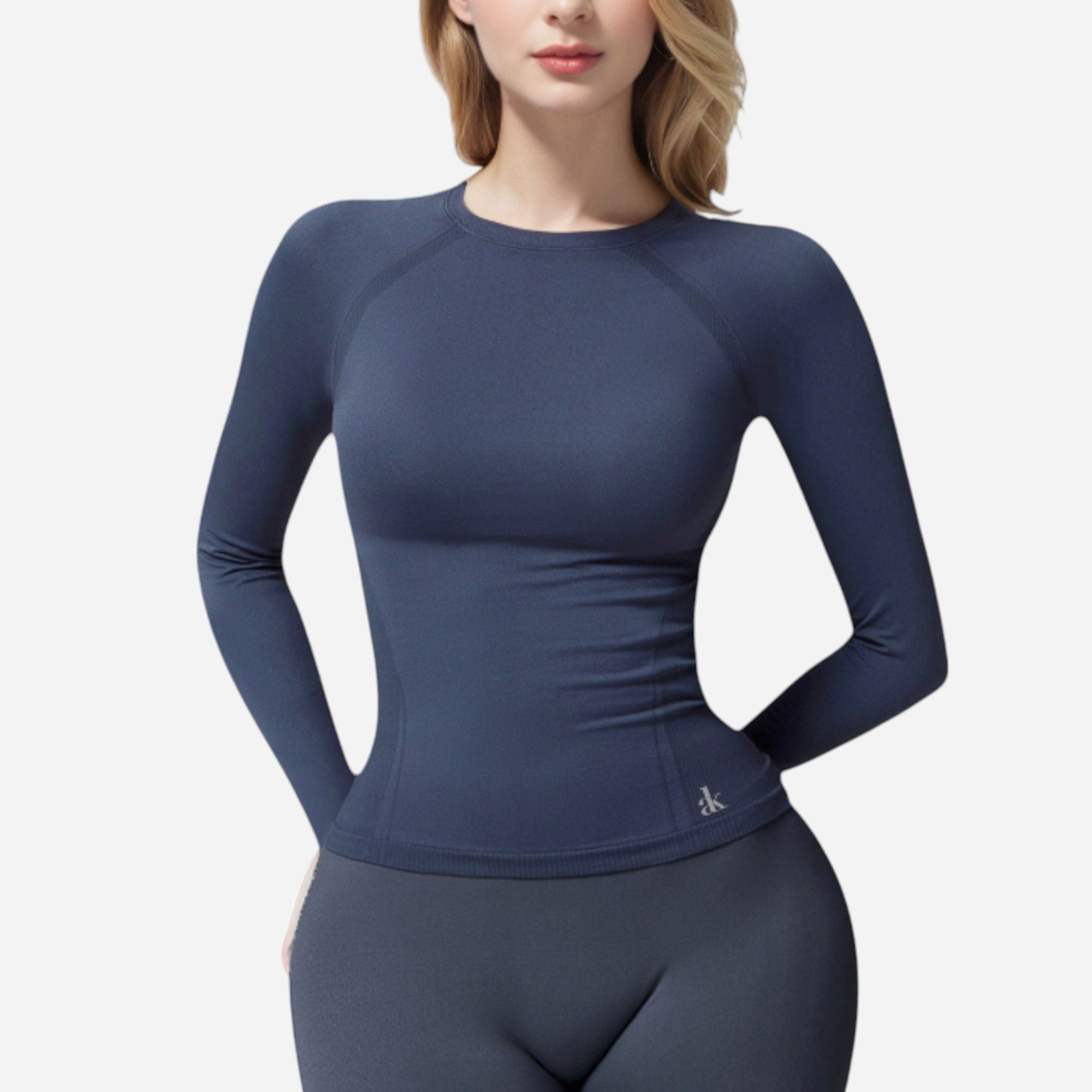 Active Women's Long Sleeve Fitted Crew Neck Top with Thumbhole Cuffs ...