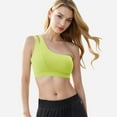 thumbnail image 1 of Active Women's One Shoulder Cut-Out Sports Bra with Asymmetrical Design - Large, Yellow, 1 of 6