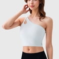 thumbnail image 1 of Active Women's One Shoulder Cutout Athletic Crop Top - Large, White, 1 of 7