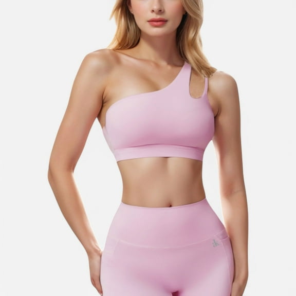 Active Women's One Shoulder Cutout Sports Bra - Large, Pink