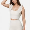 thumbnail image 1 of Active Women's Ribbed Scoop Neck Crop Top with Flutter Shoulder Details and Seamless Fitted Design - X Large, Off White, 1 of 5