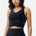 thumbnail image 1 of Active Women's Ruched Front Sports Tank with Stretchy Shoulder Straps - Large, Black, 1 of 4