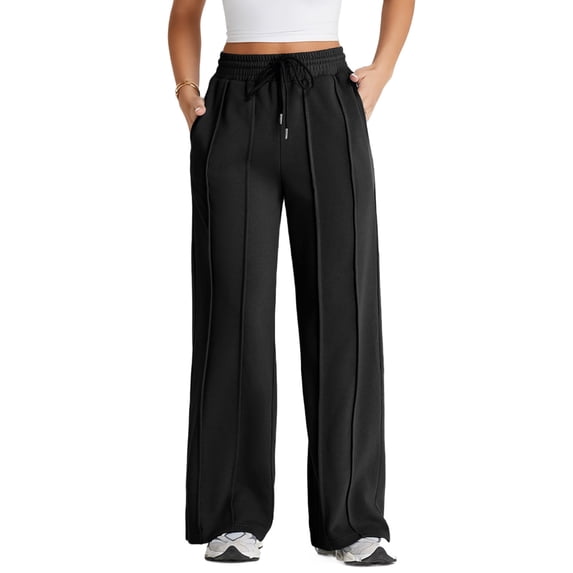 Sweatpants String Active Women's Seamed Drawstring Sweatpants in Black for Outdoor Wear ...