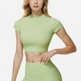 thumbnail image 1 of Active Women's Short Sleeve Ribbed Crop Top with Crew Neck and Stretch Fabric - Medium, Green, 1 of 5