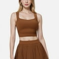 thumbnail image 1 of Active Women's Square Neck Cropped Tank Top with Wide Straps - Medium, Brown, 1 of 7
