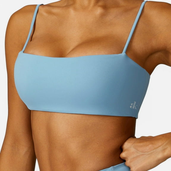 Active Women's Square Neck Sports Bra with Thin Straps - X Large, Light Blue