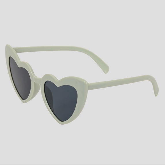 Active Women's Vibrant Heart-Shaped Fashion Sunglasses UV400 Protection- Green Frame - Gray Lens