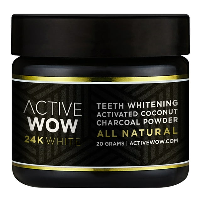 Active Wow 24K White Charcoal Teeth Whitening Powder, Enamel Safe, 0.7 oz