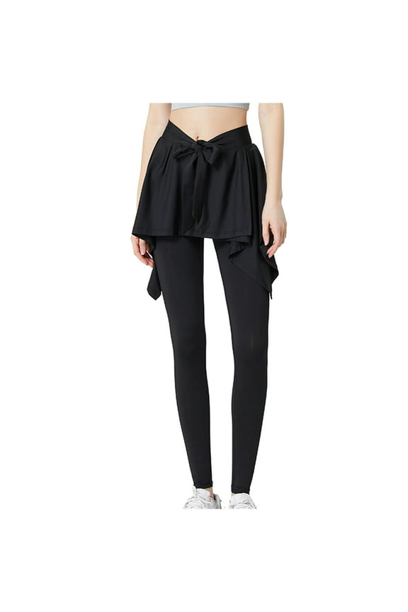 Active Yoga Leggings Womens Girls Super Stretch Workout Soft Yoga Pants Full Length Mini Skirt Leggings with Pockets