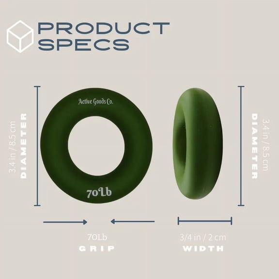 ActiveGoodsCo. 70Lb Hand-Exerciser, Diameter 3.5in, Single Ring or Set, Visit to see more options.