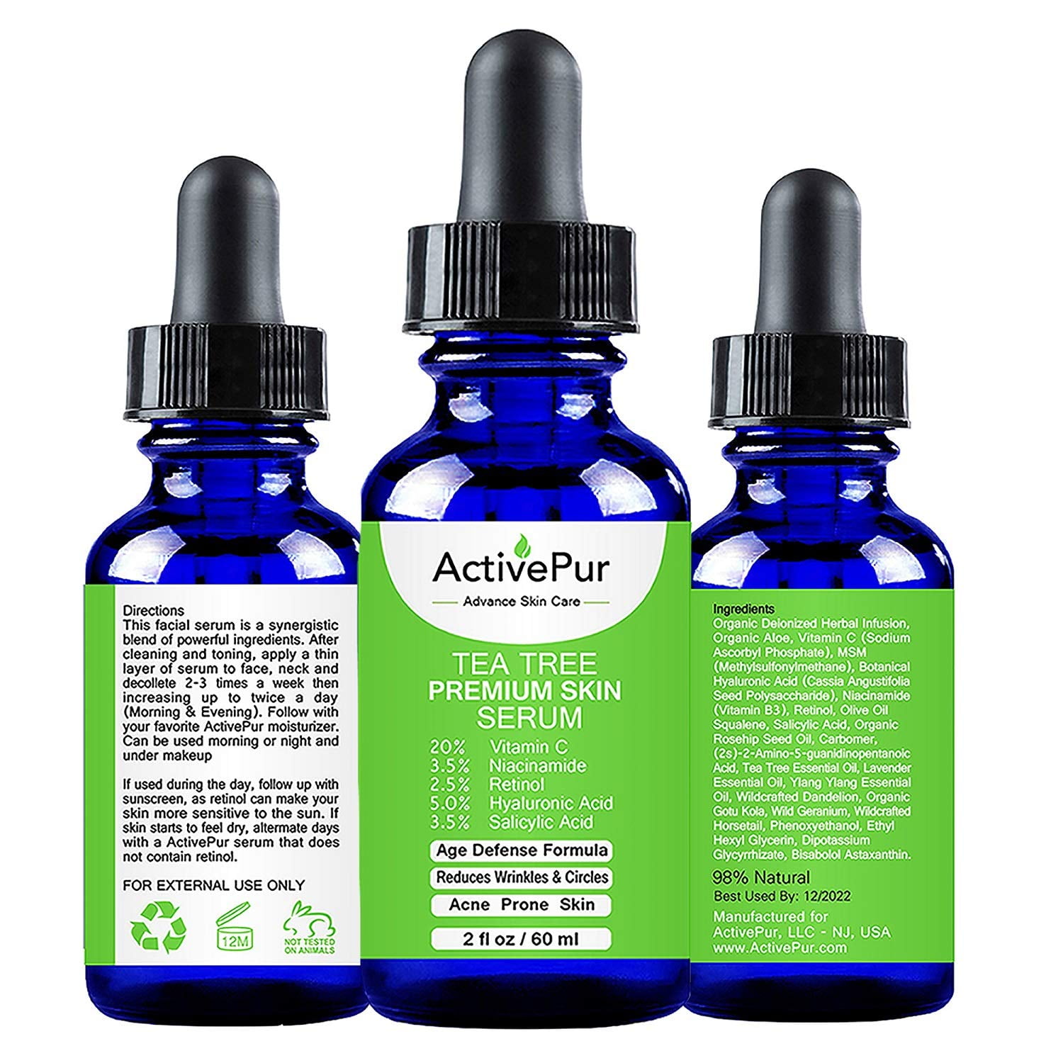 ActivePur Tea Tree Serum Oil for Acne Facial Skin Serum 20 Vitamin C