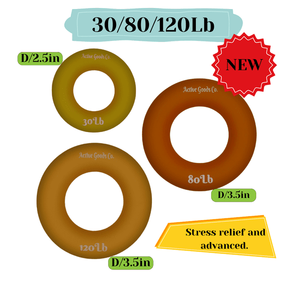 ActivegoodsCo Hand Exerciser Silicone Ring – Ideal for Hands,Wrists, Forearm Rehabilitation, Stress Relief, Strength Training|10-200lb Resistance Levels|Diameter 2.5"&3.5"|Sets, Singles