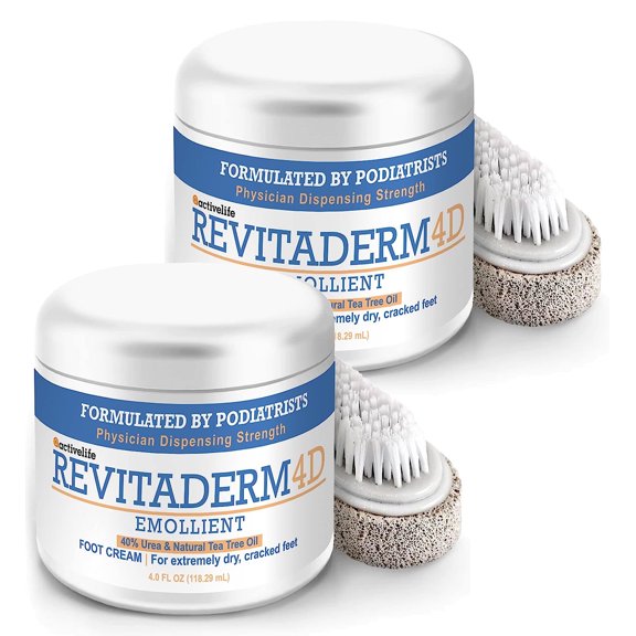 Activelife Revitaderm 4D Urea Foot Cream, Deeply Moisturizes Dry, Cracked Feet, with Chamomile, 4oz, 2 Count