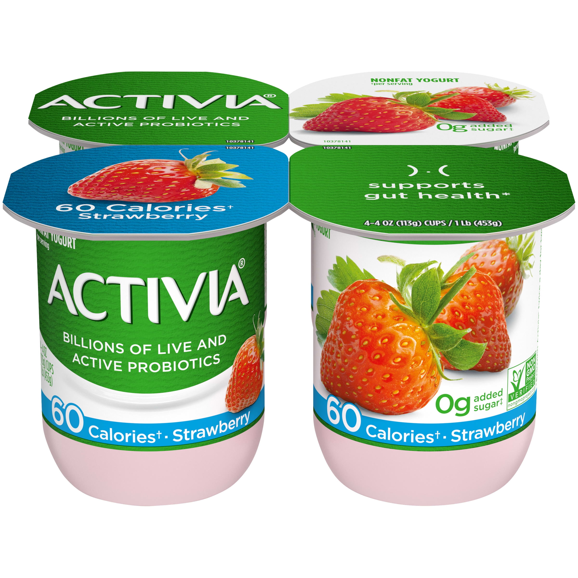 Activia Blueberry and Strawberry Probiotic Low Fat Yogurt Cups, 12