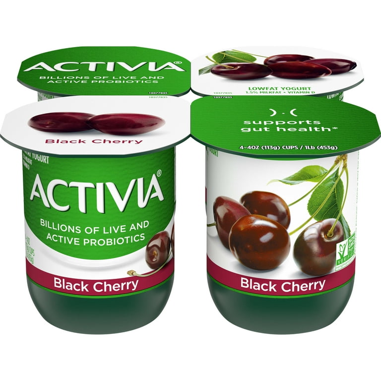 Activia Black Cherry and Mixed Berry Probiotic Low Fat Yogurt Cups, 12 ct /  4 oz - Fry's Food Stores