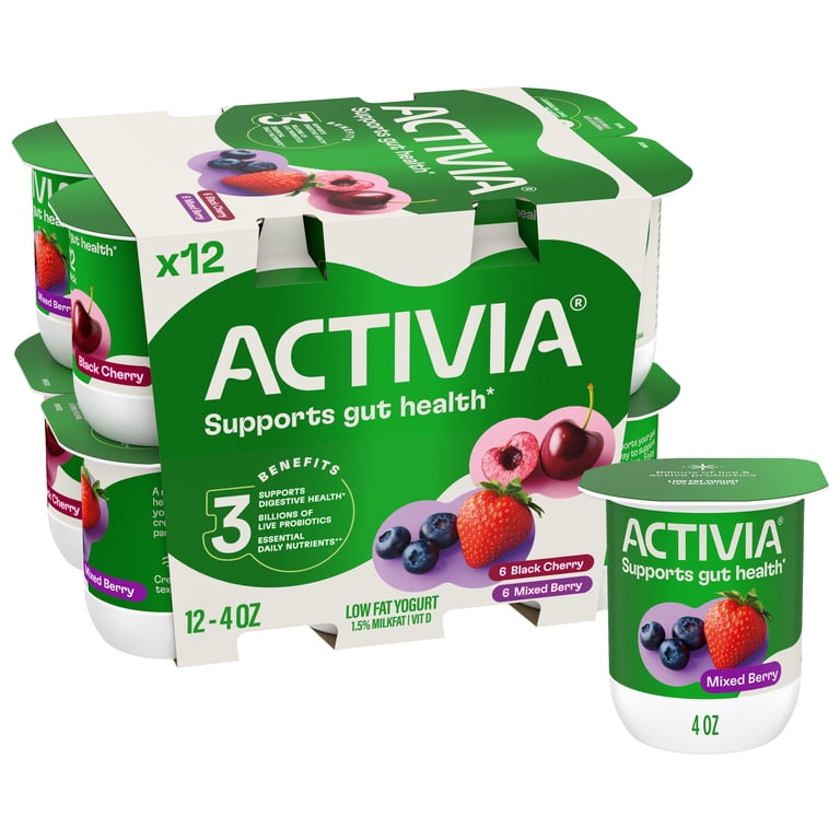 Activia Black Cherry and Mixed Berry Low Fat Probiotic Yogurt Cups
