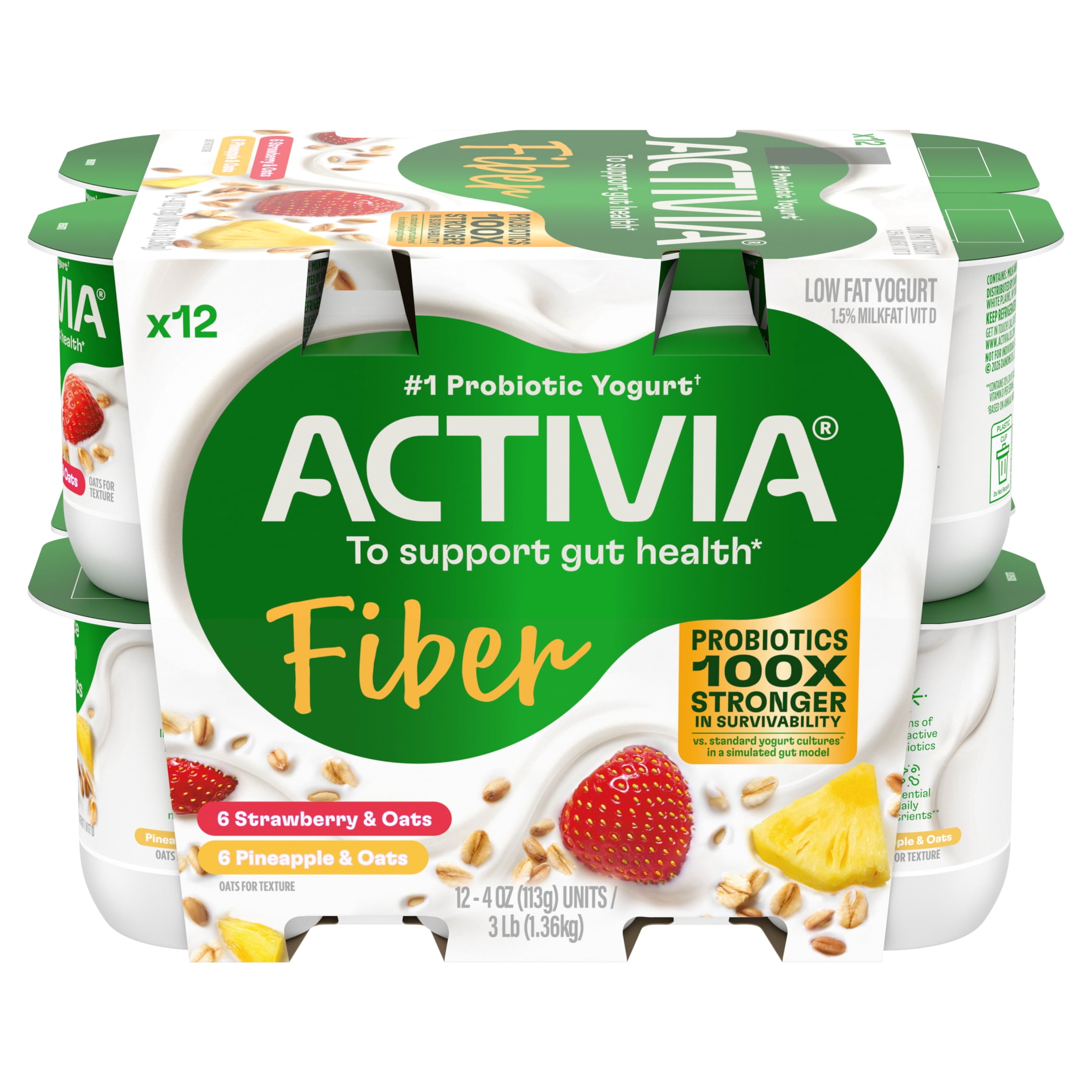 Activia Probiotic Lowfat Yogurt Variety Pack with Fiber