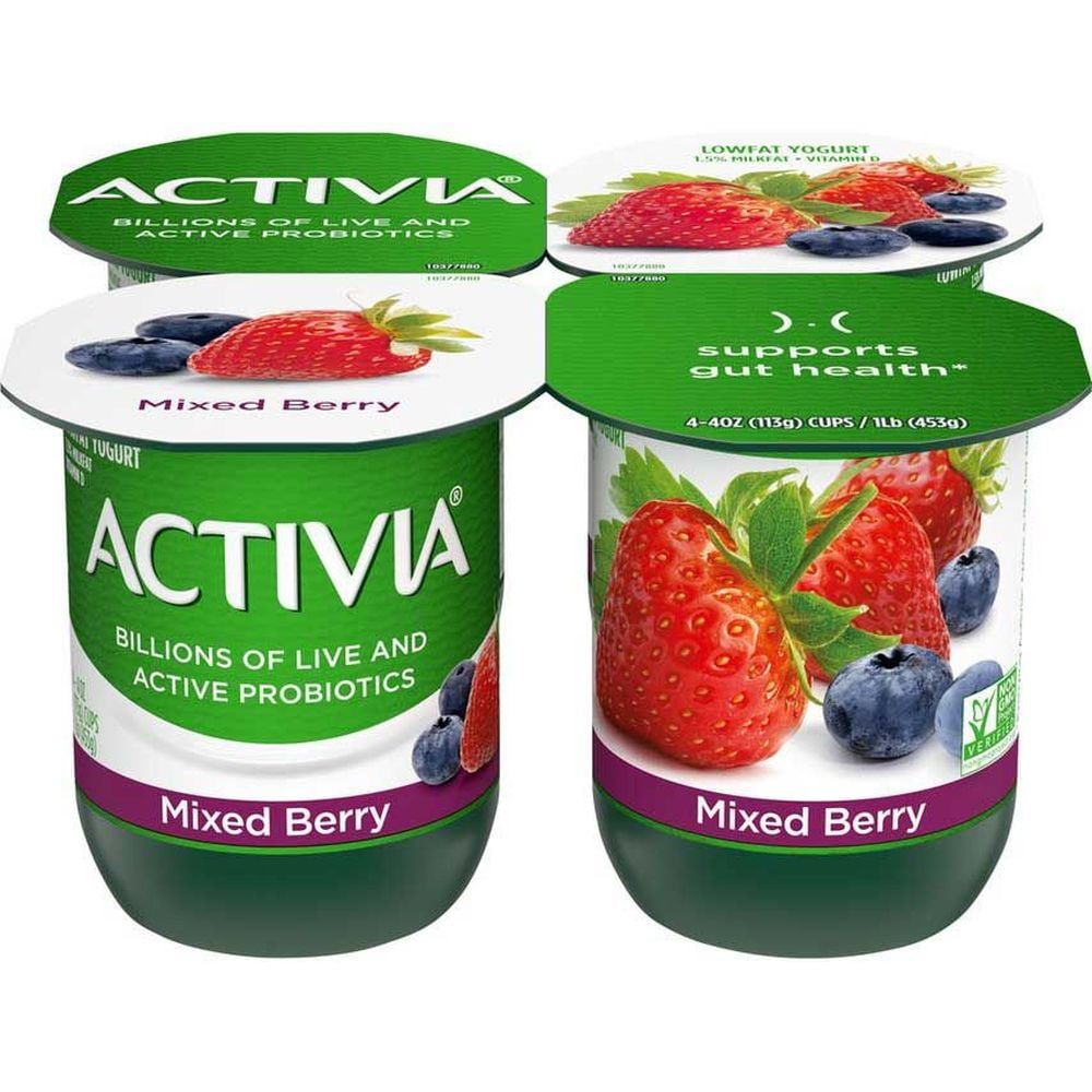 Activia Low Fat Mixed Berry Yogurt, 4 Ounce -- 24 per Case.